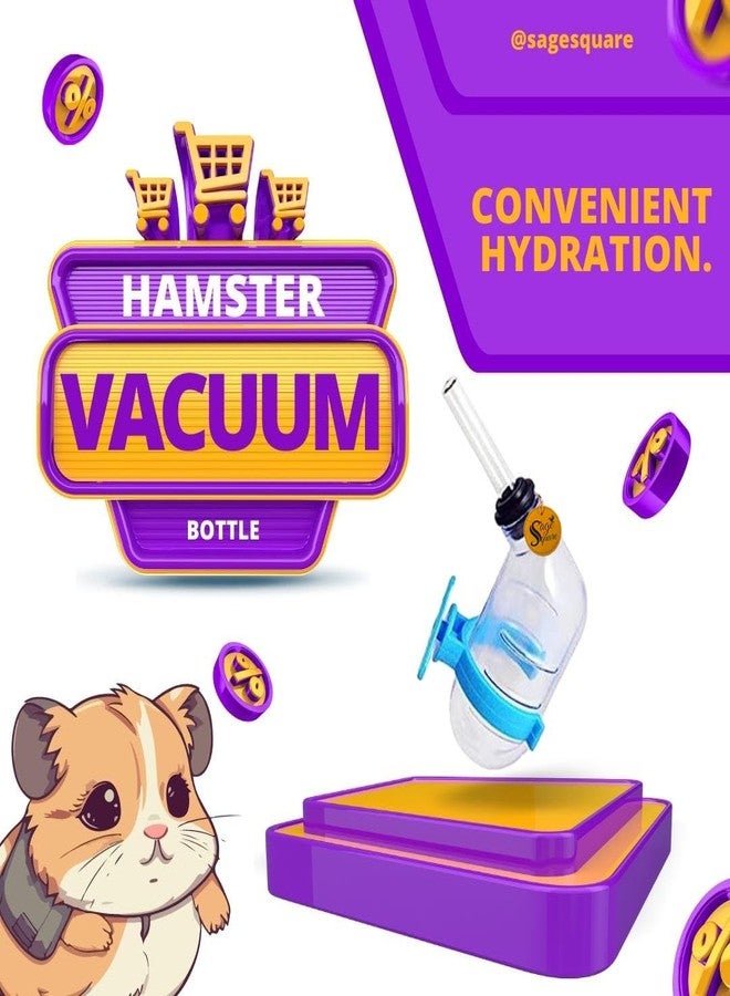 سايج سكوير زجاجة ماء مربعة من سيج للهامستر - زجاجة ماء محكمة الإغلاق بسعة 60 مل للهامستر/الجرذ القزم/الجرذان/الفئران/خنزير غينيا/النمس/الأرنب (لون عشوائي) - حافظ على رطوبتك، وحافظ على سعادتك! - Image 2